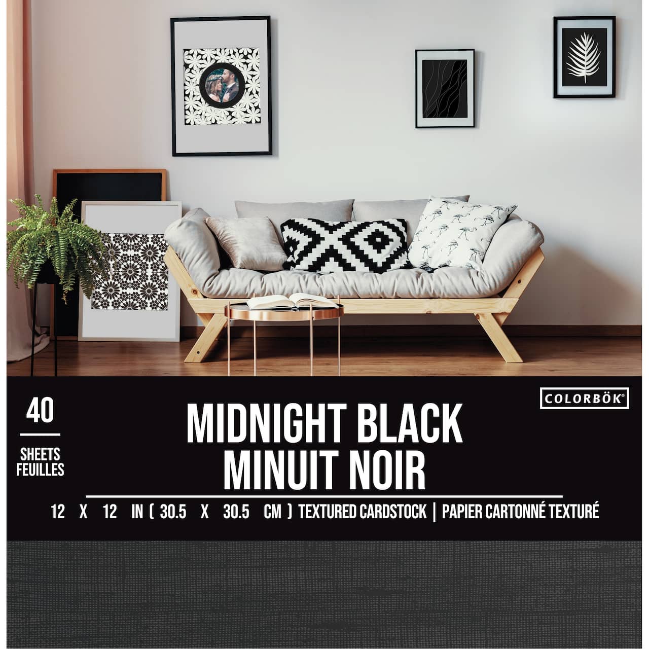 Colorbok® Midnight Black Textured Cardstock Pad, 12" x 12"